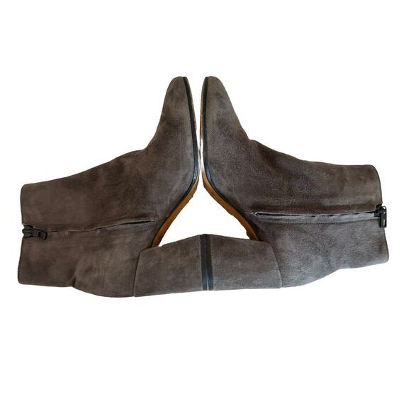 Vince Gray Suede Block Heel Ankle Boots Booties Side Zip Minimalist Women’s 6 M - Picture 5 of 15